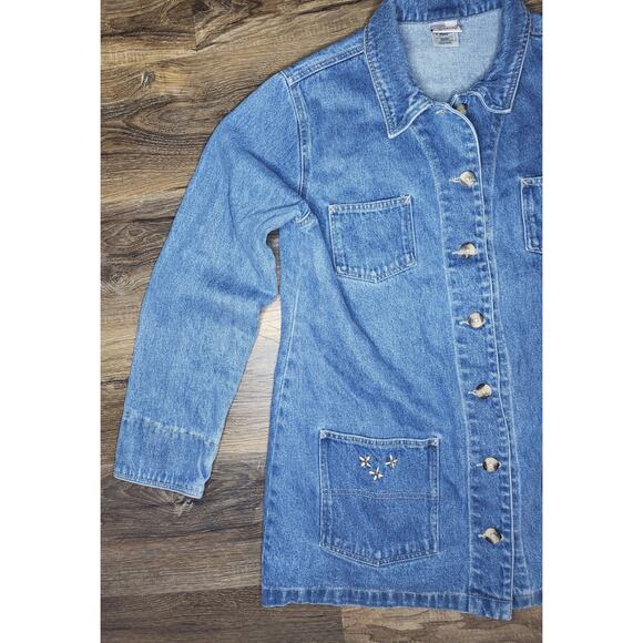 Vintage Disney Winnie the Pooh Embroidered Long Denim Jacket Women’s Size Large - Picture 8 of 16